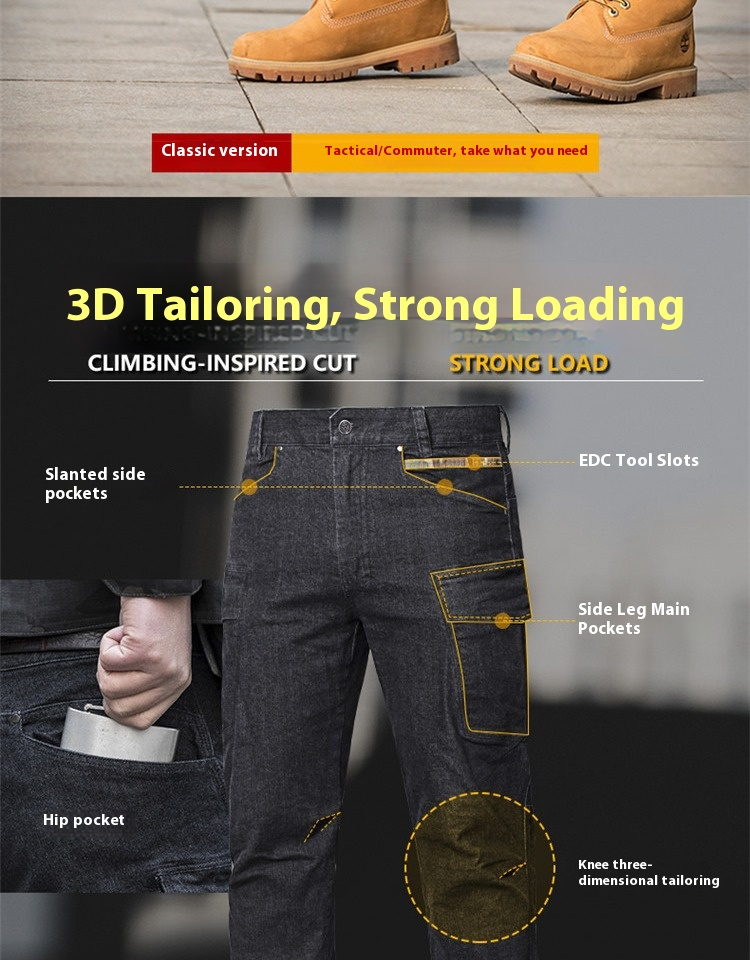Tactical Pants For Men - Durable Multi-Pocket Stretch Denim Work Pants For Outdoor, Military, And Workwear_voghion.com