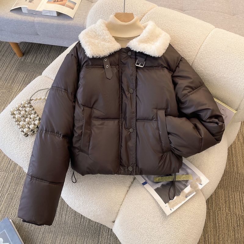 "Kurz geschnittene PU-Pufferjacke – Veganes Leder mit Sherpa-Futter (M-2XL, 3 Erdtöne)"_voghion.com
