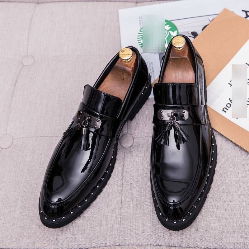 New Fashion Men's Brown Business Casual Loafer Shoes Daily Office Black Buckle Monk Men's Shoes One Foot Cover Banquet Dress Wedding Leather Shoes_voghion.com