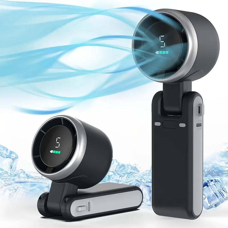 4-in-1 Neck Wearable Turbo Mini Fan - USB Rechargeable, Foldable & Portable For Outdoor, Travel, Camping & Office Use_voghion.com