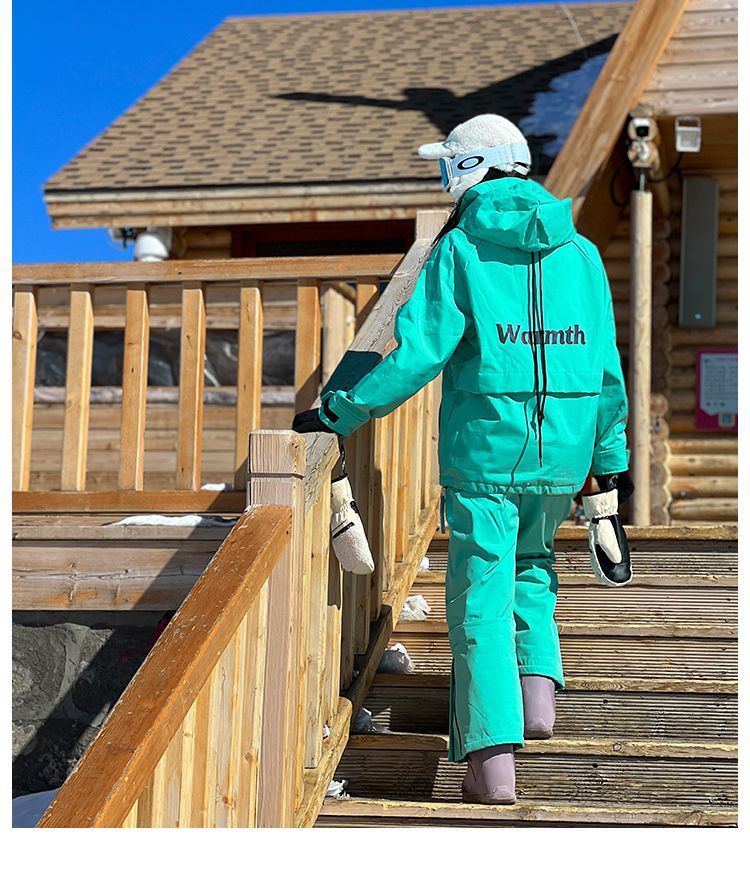 Snowboarding With Hood For Women, Bright Color, Waterproof, Warm, Fleece-Lined, Thickened Coat, Mountaineering Jacket_voghion.com