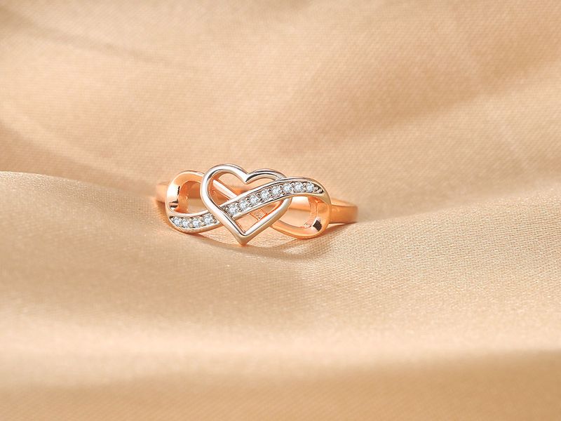 Fashion color separation electroplating hollow heart shaped infinity ring for women zircon jewelry_voghion.com