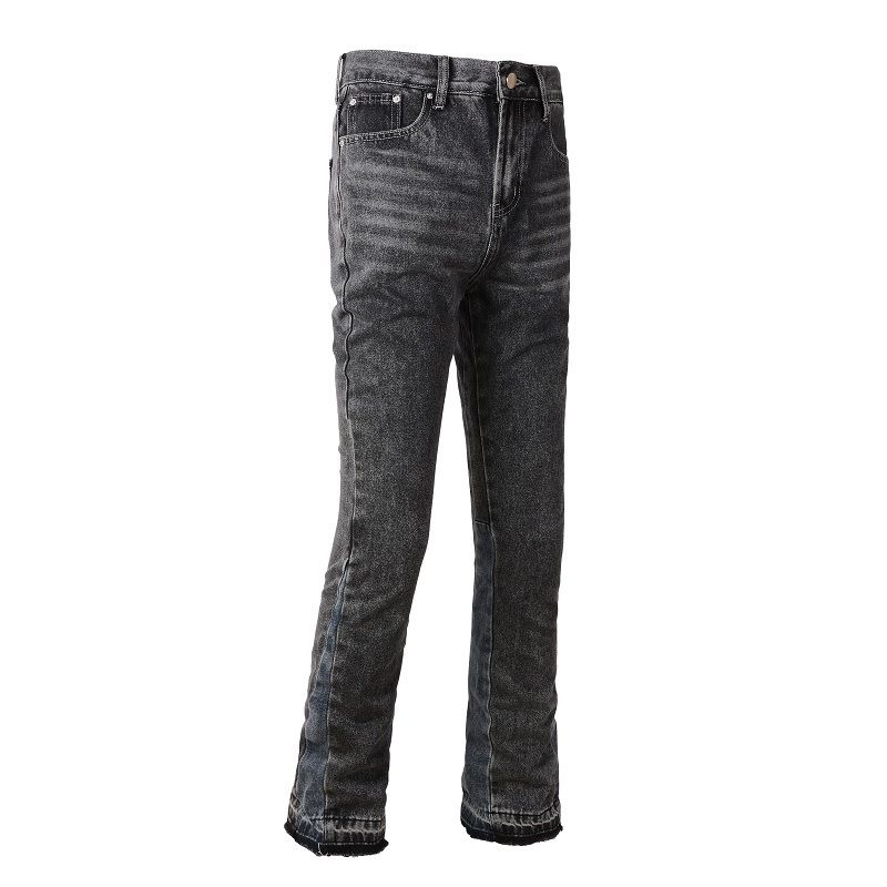 Men's Clothing gradient contrast color matching, whitening, flared washed jeans, flared jeans_voghion.com