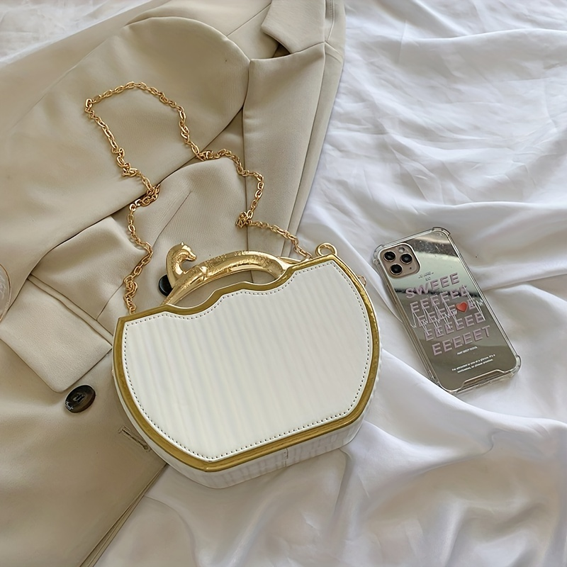 Handväska med nischad geometrisk design, elegant crossbody-väska, väska för damer med djurformat handtag_voghion.com