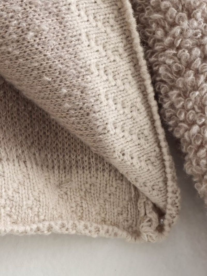 2024 Autumn New Women's Button Decoration Woolen Loop Yarn Knitted Open Front Coat w063 2822_voghion.com