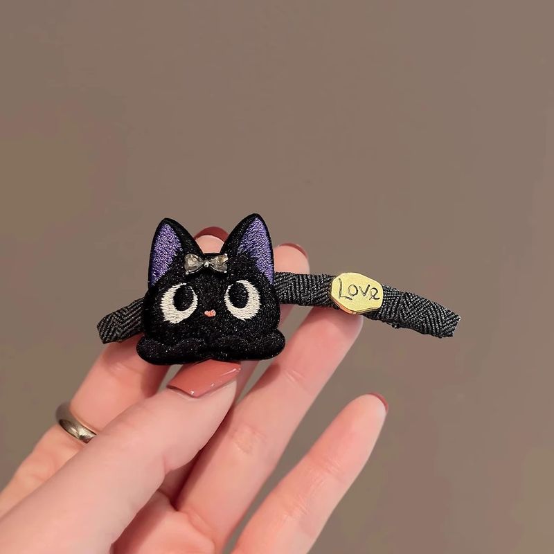 Exquisita y linda horquilla bordada con forma de gato negro, producto nuevo coreano, pinza lateral para flequillo roto, tocado, pinza de pico de pato, accesorios para el cabello_voghion.com