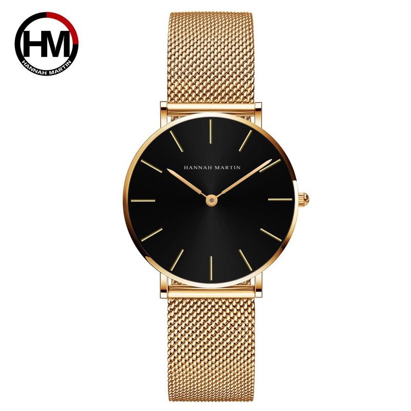 Orologio da donna sottile con cinturino in maglia d'acciaio, stile minimalista, impermeabile, leggero e di lusso, con movimento giapponese._voghion.com