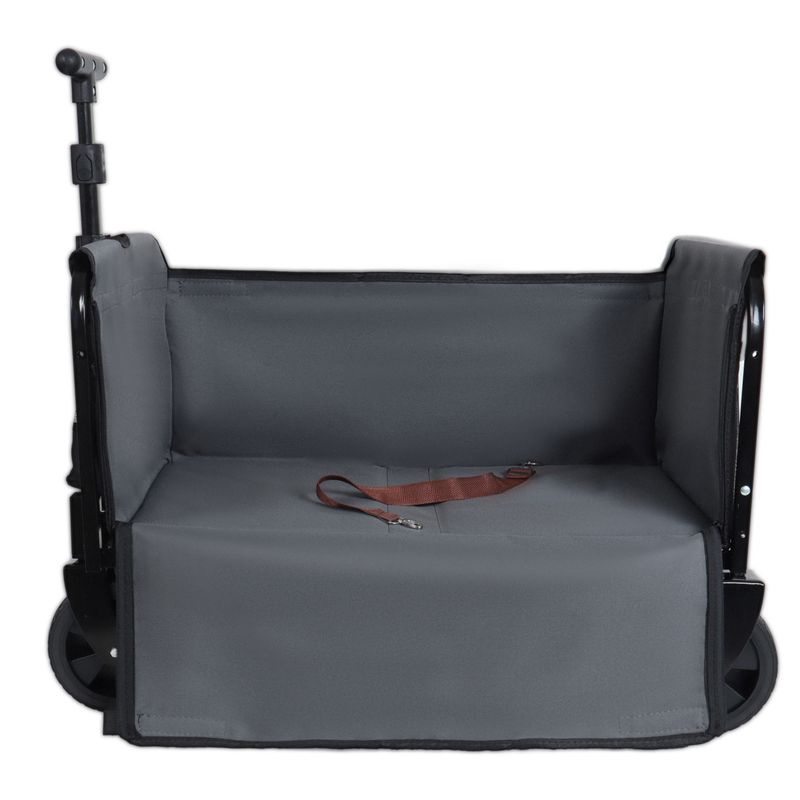 All-in-One Convertible Folding Camping Wagon Cart: Bench Seat, Storage Compartment & Included Dog Tether, Black/Gray_voghion.com