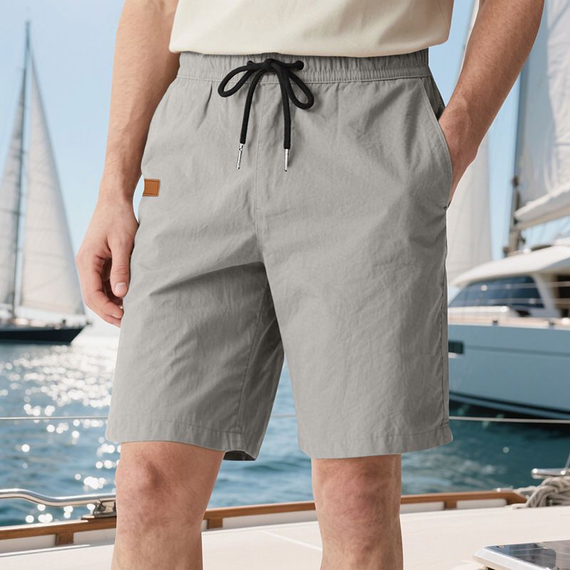 Pantalones de playa para hombre, de verano, informales, ligeros y lujosos, de cinco puntos, con cordón cruzado, talla grande_voghion.com