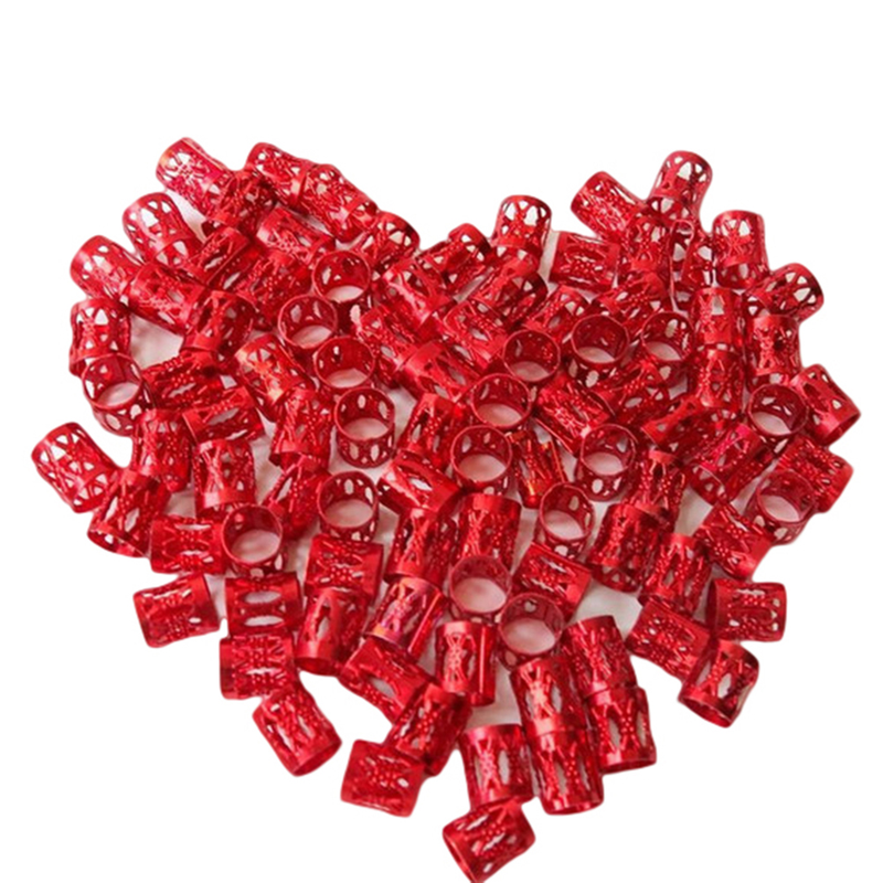 XinWq 100Pcs 8 mm Luknja Mikro Dreadlock Prstan Kroglice Votle Lase Pletene Manšete Sponke Darilo_voghion.com