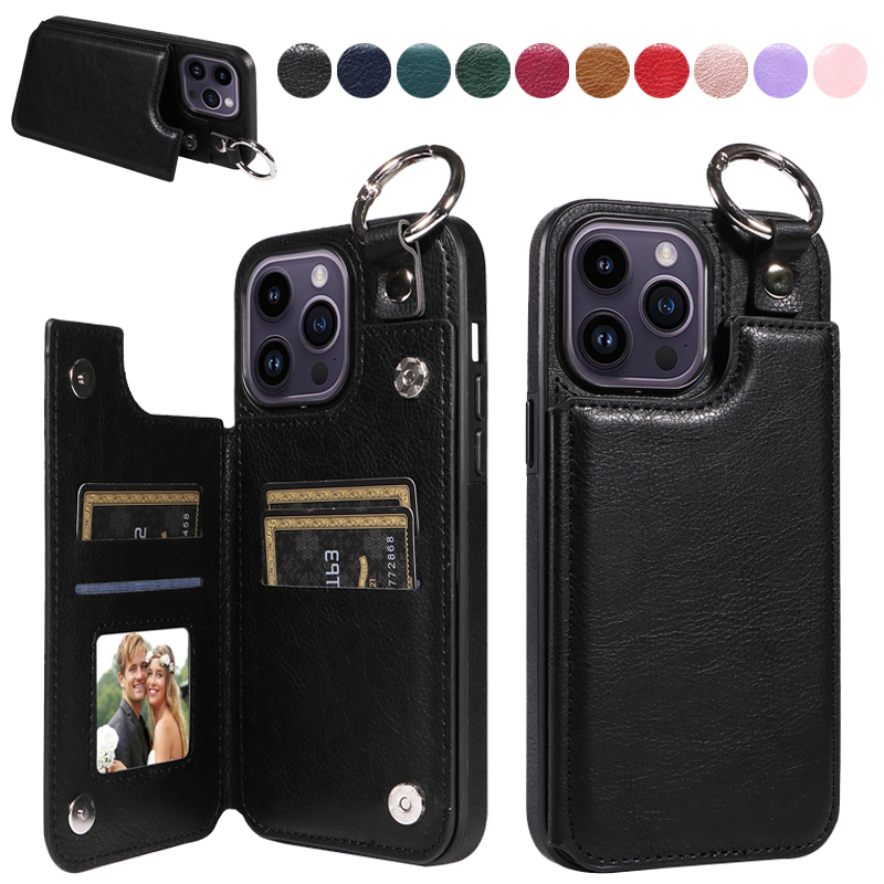 Portafoglio magnetico anti goccia anello di sollevamento custodia in pelle per iPhone 15 14 Max 13 Mini 12 Pro 11 SE 2020 X XS XR_voghion.com