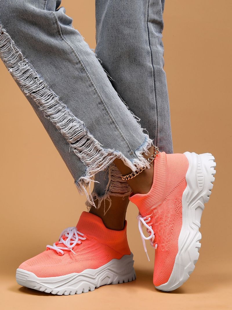 Plus Size Women's Breathable Sock Sneakers Slip-On Lazy Shoes_voghion.com