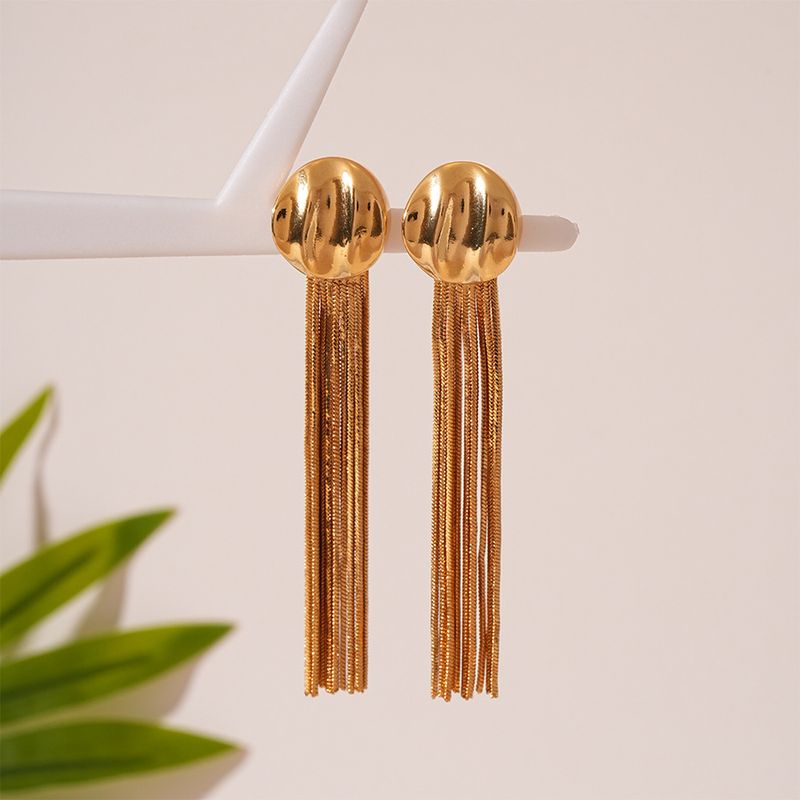 Metallic geometric fringed silver needle earrings elegant niche temperament premium earrings_voghion.com