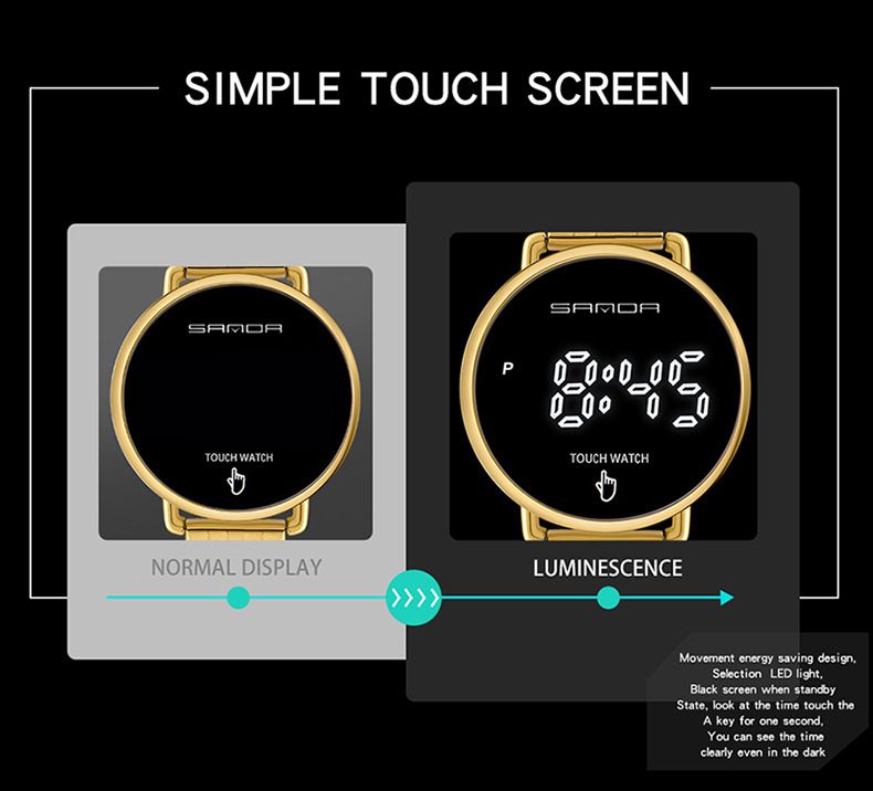 Orologio sportivo digitale da uomo e da donna con cinturino in acciaio inossidabile, impermeabile, display 24 ore e design minimalista. Orologio digitale semplice._voghion.com