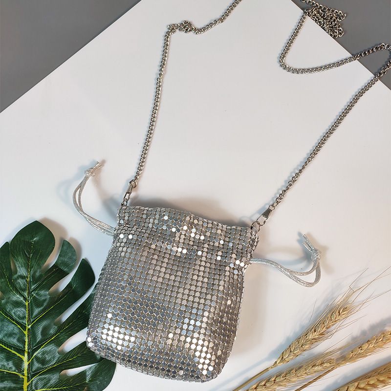 Bolso bandolera pequeño con lentejuelas para mujer, estilo coreano, con cadena y monedas de la suerte_voghion.com