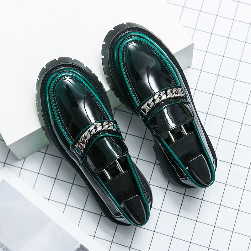 TerraStride 2025 Neue Herren-Loafer mit großer, dicker Sohle, höhenverstellbar, Lackleder, glänzend, lässig, mit klobigem Absatz, Friseur-Trend_voghion.com