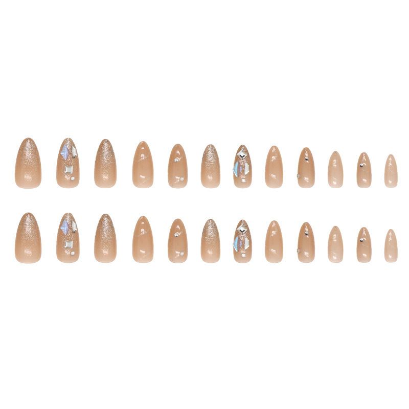 Fragments explosifs et scintillants Aurora Square Diamond portant des clips en forme d'amande Sweet Water Drops Faux ongles pour fille_voghion.com