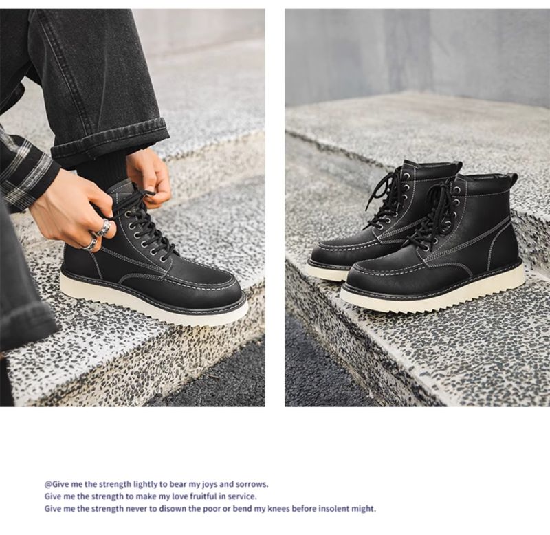 Worker Boot Men Genuine Leather Special-Interest Design Fancy Outdoor American 875 Black Short Locomotive Martin Boots_voghion.com