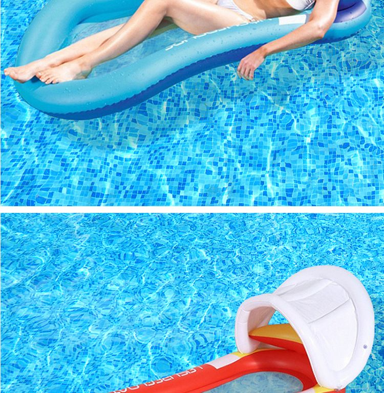Gradient Transparent Mesh Floating Bed With Foldable Backrest - Inflatable Lounge Chair For Pool & Lake (Quick-Dry Heavy-Duty PVC Portable Design)_voghion.com