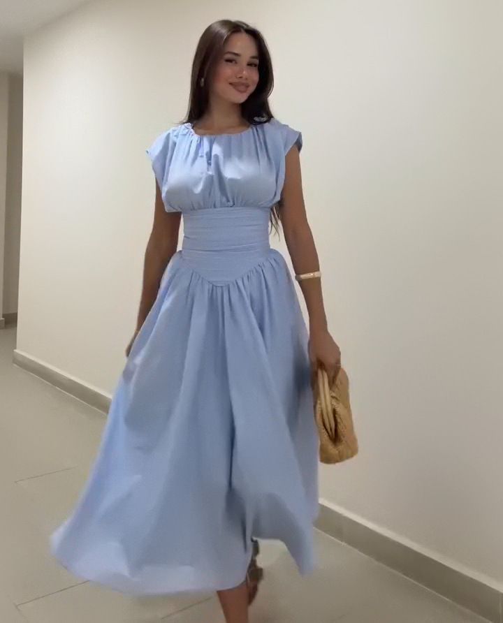 Neues plissiertes Wickelkleid – Süßes und schlichtes, taillenbetontes Midikleid mit Kontrasteinsätzen, elegantes Büro- und Verabredungsabendkleid für Damen_voghion.com