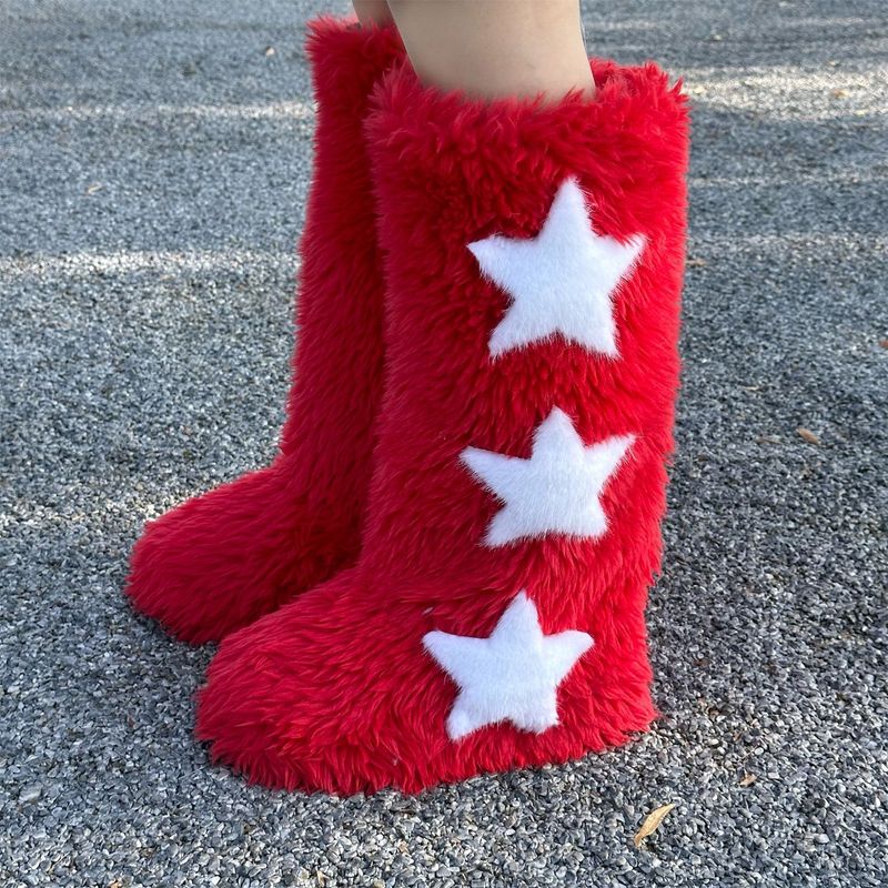 Scarpe da donna y2k stivali di pelliccia di procione stivali da neve invernali da donna stivali alti_voghion.com