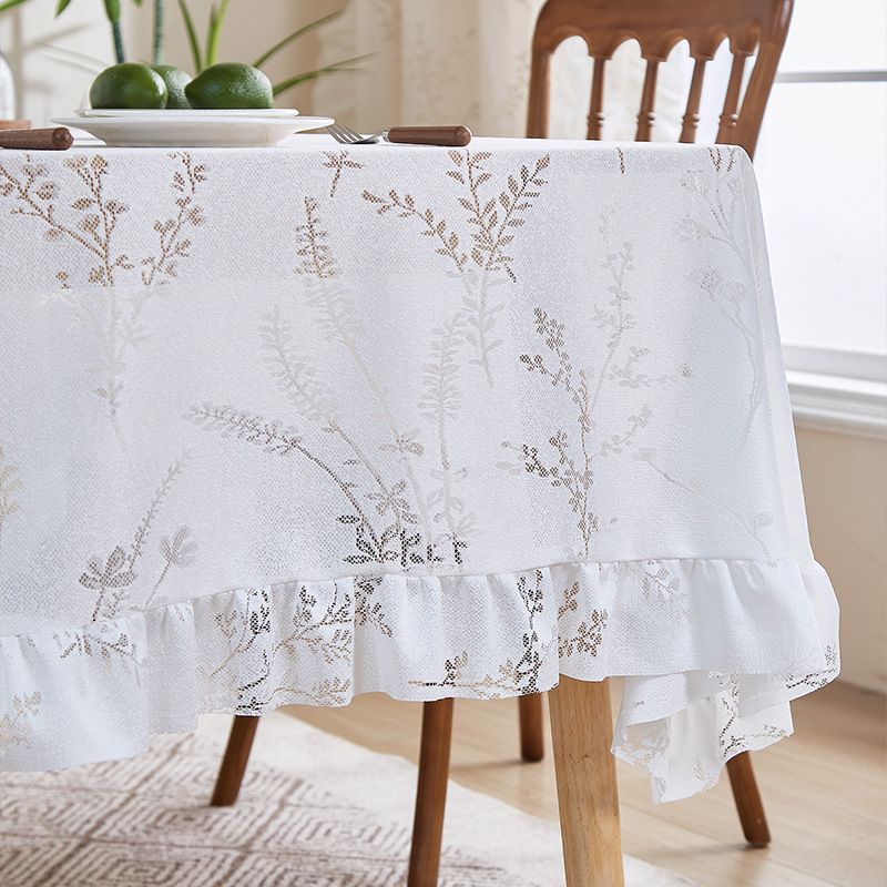 Ensemble de nappes - Élégant ensemble de table à manger minimaliste avec bordure en dentelle et dessous de plat, résistant aux taches, style bohème vintage_voghion.com