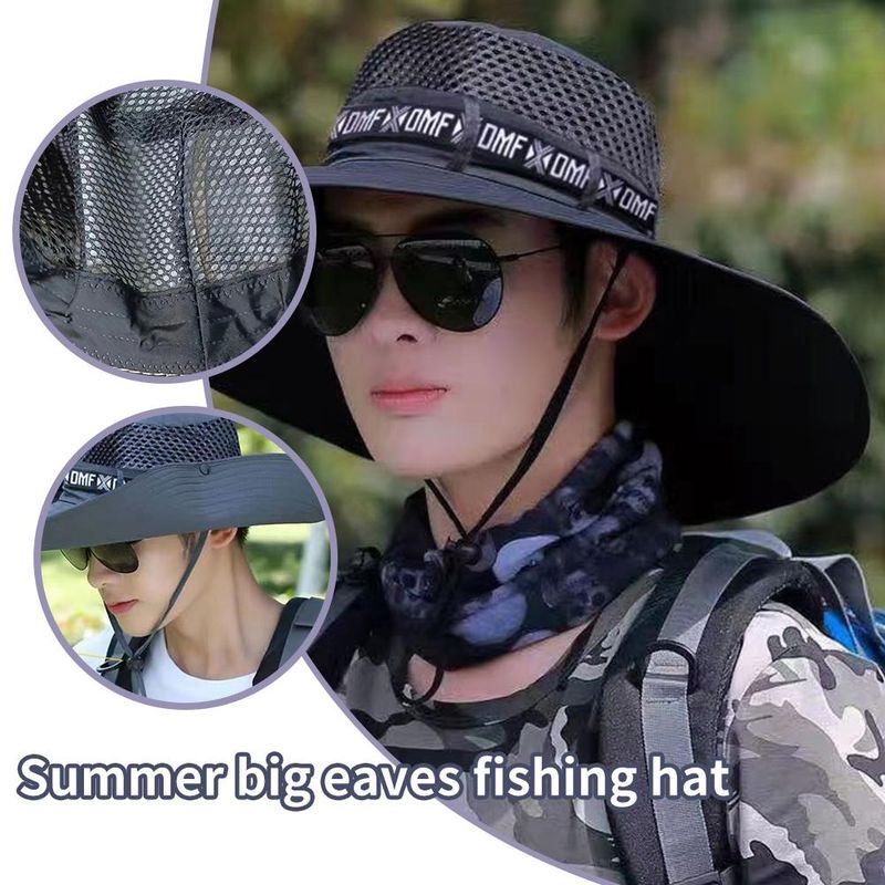 Chapeau de soleil à large bord de 5,9 pouces, protection UV, casquette de pêcheur respirante, pliable, pour hommes et femmes, pêche en plein air, randonnée, plage_voghion.com