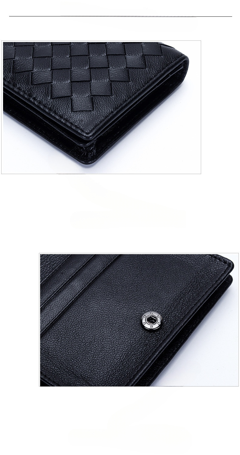Designer heren- en damestas van geweven schapenvacht Nieuwe visitekaartjestas Multifunctionele leren tas Kaartclip voor heren Eenvoudige nulportemonnee_voghion.com