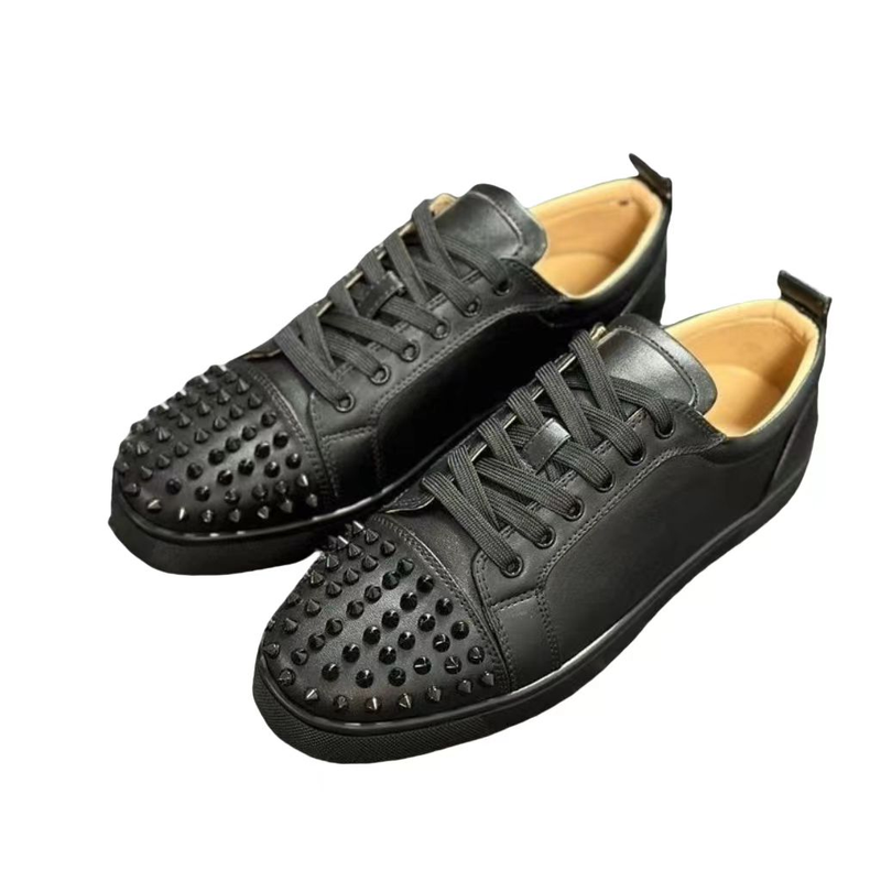 Rivet Casual Men Bow Head Breathable Leather Cloth Sewing Color Fashion Comfortable Shoes_voghion.com
