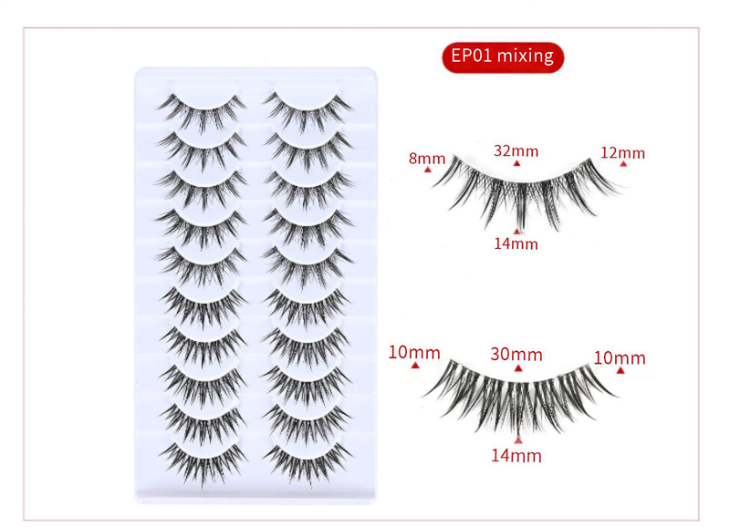 Grožis ir sveikata Dirbtinės blakstienos, vientisos, kieto kotelio, natūralios, storos, COS, pradedantiesiems, kasdieniam naudojimui_voghion.com