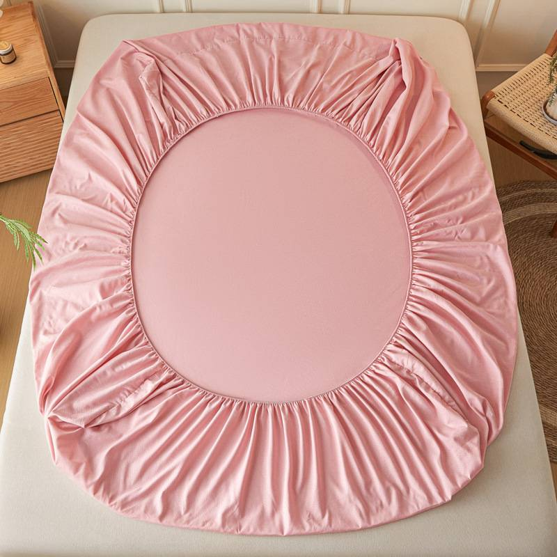 Skin-Friendly Brushed Fitted Sheet - Embossed Washed Fabric Mattress Protector_voghion.com