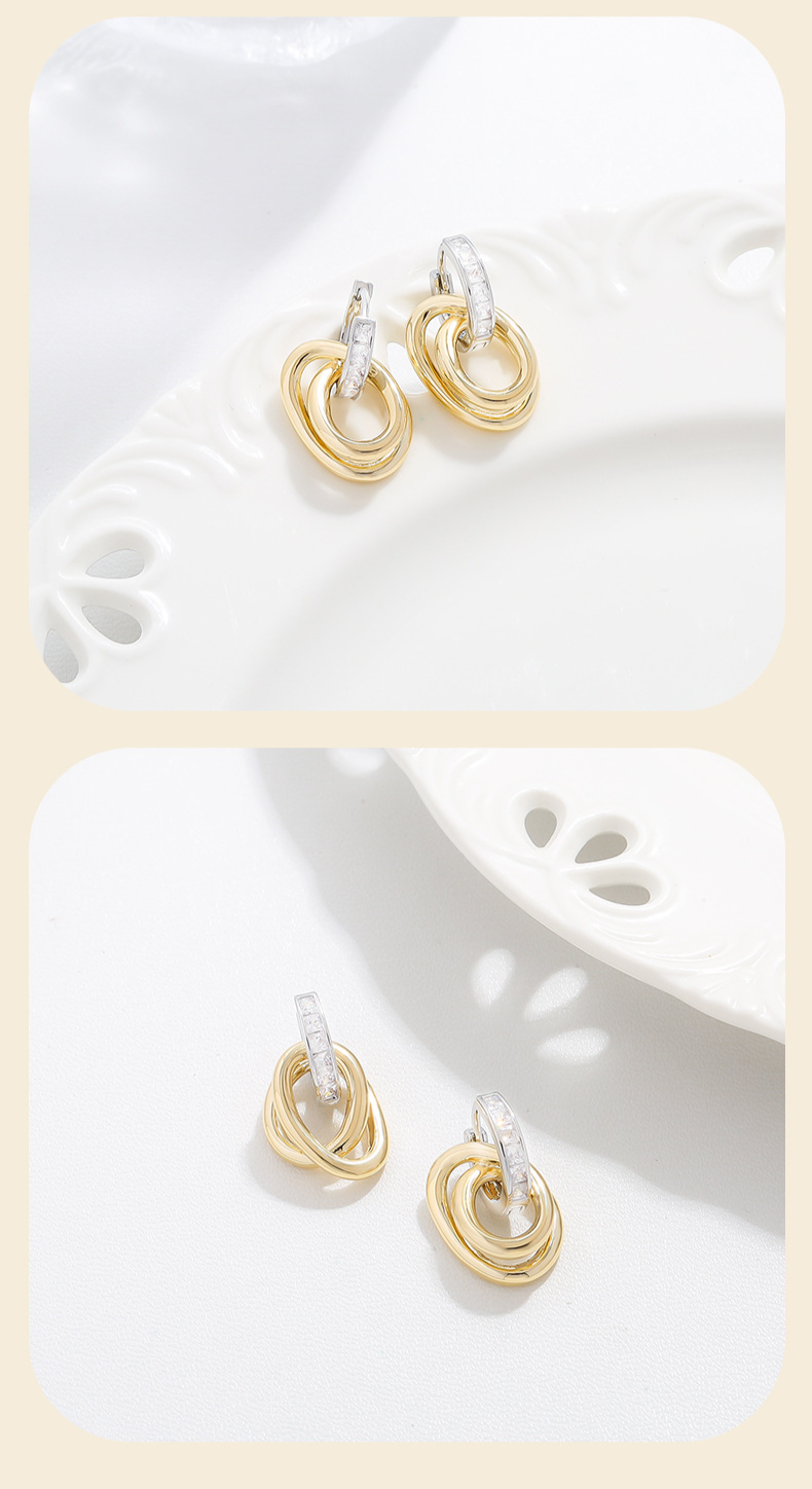 Damenschmuck Temperamentvolle, einfache Zirkon-Metall-Ohrschnallen, modische, vielseitige Ohrringe, Nischenohrringe, leichte, luxuriöse High-End-Sommerohrringe_voghion.com