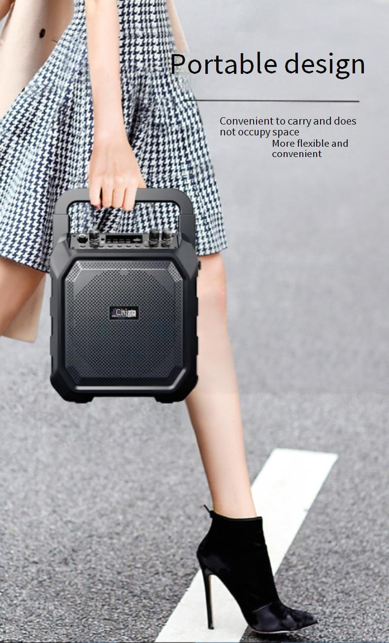 Portable Speakers Chigo Bluetooth Speaker Outdoor Portable Square Dance Speaker With High Volume And Microphone For Karaoke Stalls_voghion.com