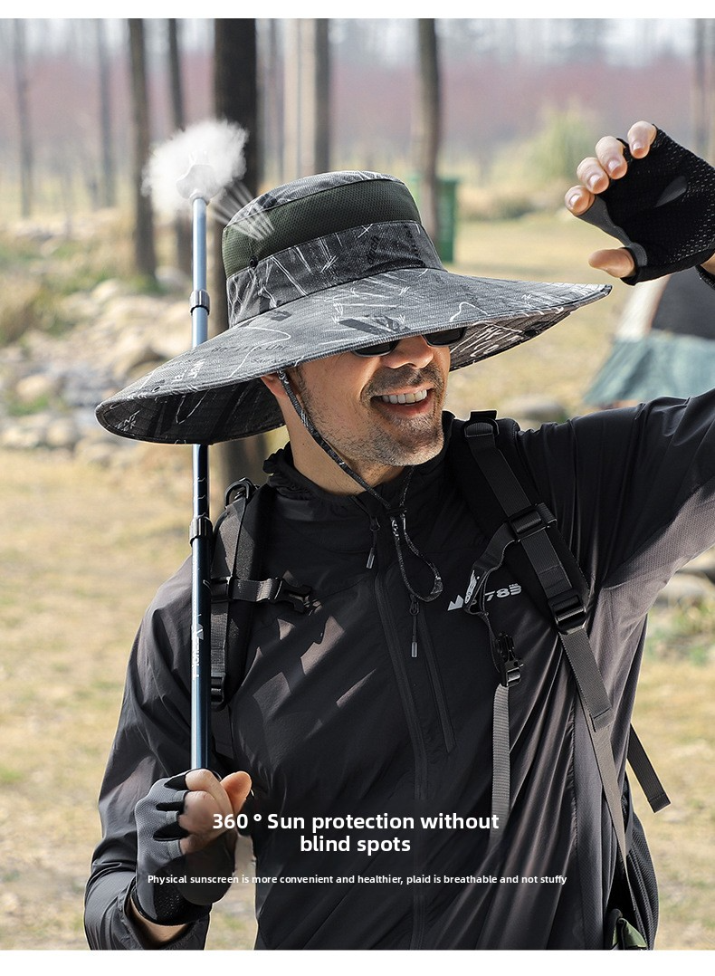 Cappello da sole a tesa larga da uomo con protezione UPF 50+ - Cappello estivo per pesca e attività all'aperto_voghion.com