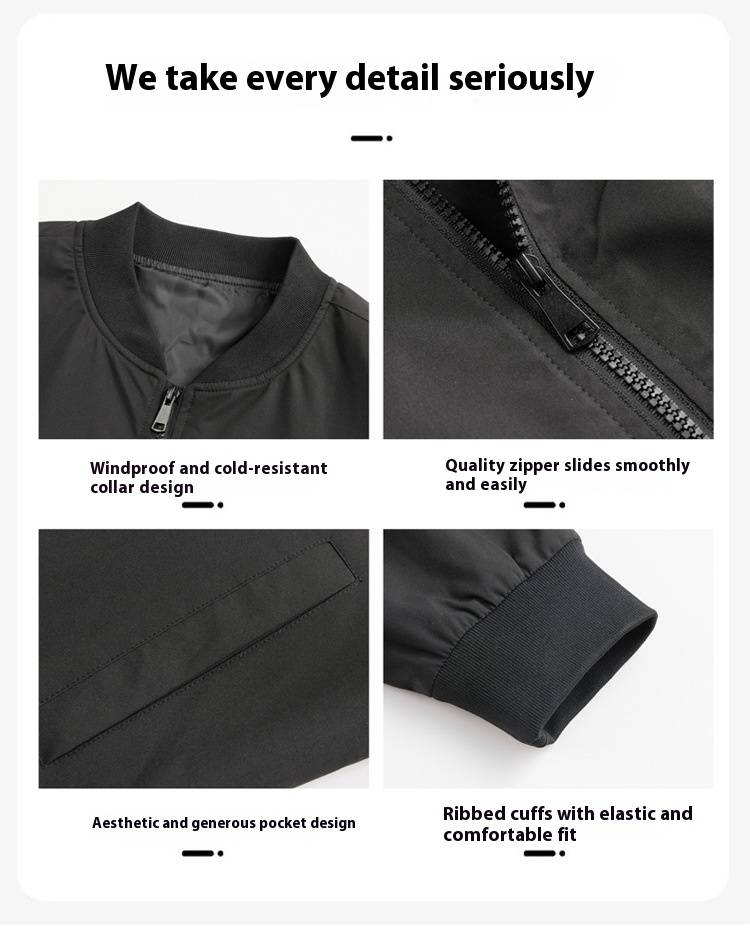 Men's Baseball Jacket Spring Lightweight Water-Resistant Slim Fit Casual Windbreaker Coat With Stand Collar_voghion.com