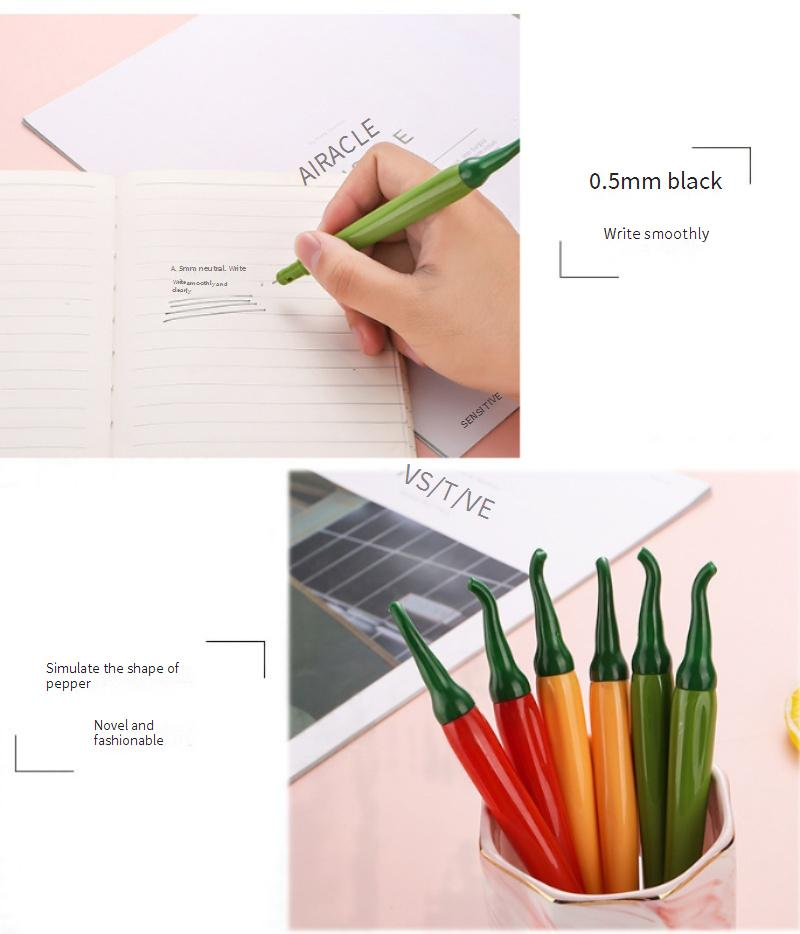 Stylo à bille amusant en forme de piment – Stylo d'écriture fantaisie à encre noire de 0,5 mm pour étudiants, bureau et cadeaux créatifs_voghion.com