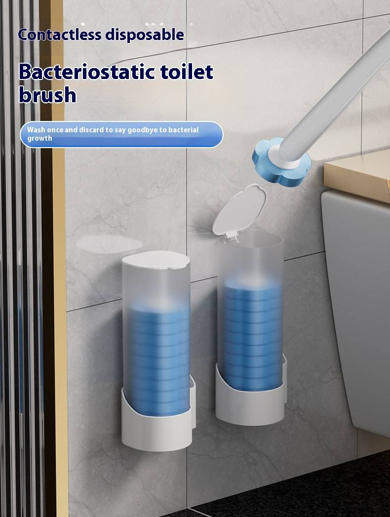 Disposable Toilet Brush Set With 6 Replaceable Heads, Compact & Hygienic Bathroom Cleaning Tool For Home & Travel_voghion.com