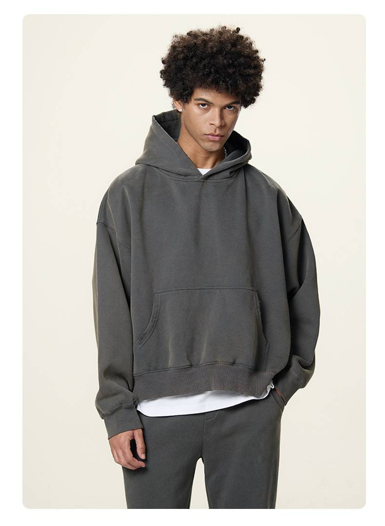 NOKO-Uomo | Felpe da uomo alla moda, squadrate, pesanti, lavate e consumate, in pile, più spesse, lavate e consumate._voghion.com
