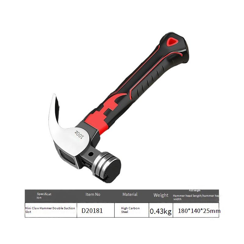 Martelo de garra octogonal de aço de alto carbono - Mini extrator de pregos magnético com ranhuras duplas, leve e versátil para marcenaria, bricolage e reparos domésticos_voghion.com