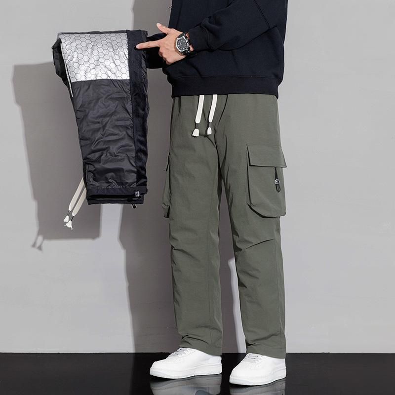 Herrenbekleidung Winter Warme Daunenhose - Winddichte Outdoor-Wanderhose mit Entendaunenfüllung, lässiger Straight-Leg-Stil für Stadt und Berge_voghion.com