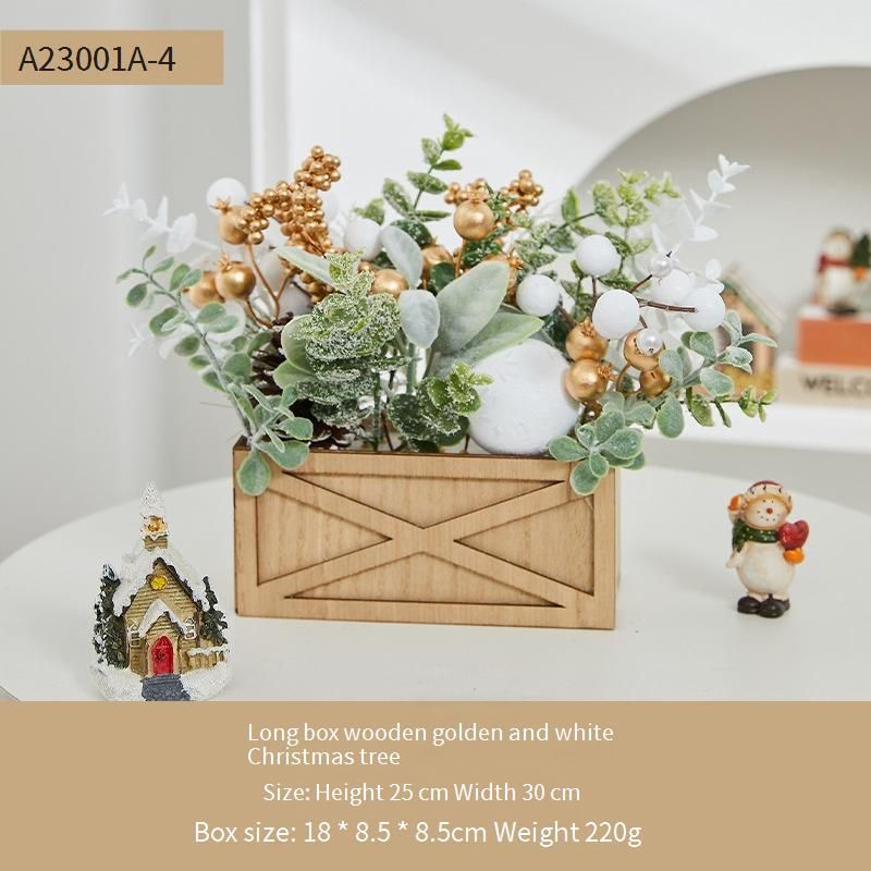 Mini-Weihnachtsbaum in Gold mit Lichterkette – Tischdekoration aus Holz für Zuhause und Büro (Weiß/Gold, 20–50 cm, beleuchtet/unbeleuchtet erhältlich)_voghion.com