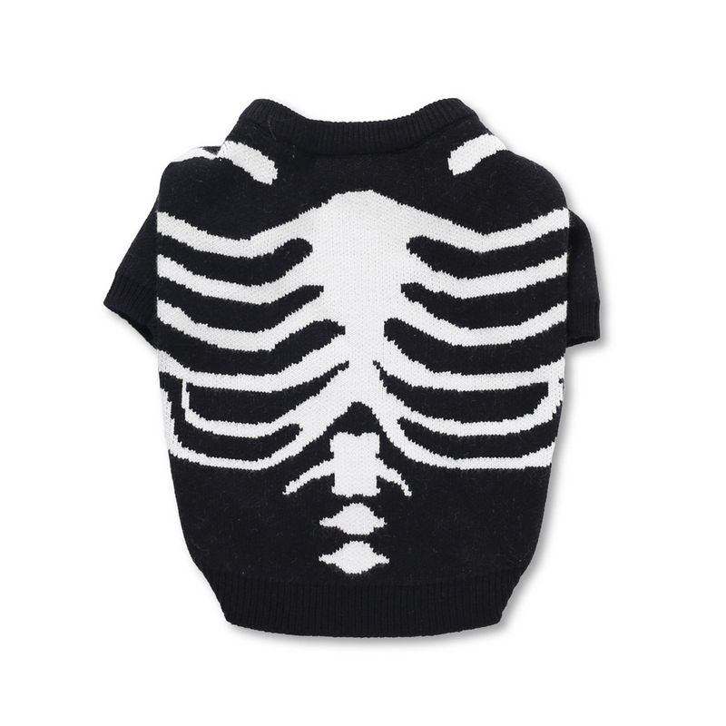 Maglione caldo in filato core-spun per cani, con teschio di Halloween, autunno e inverno, con simpatico bulldog francese e carlino._voghion.com