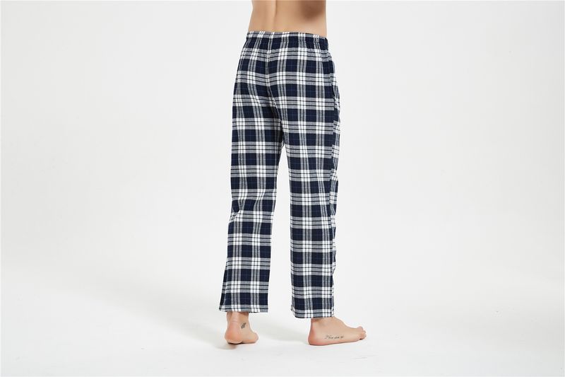 Underwear & Sleepwears Winter Flannel Sleep Pants - Soft Cotton Lounge Pajama Bottoms With Elastic Waist, Warm & Comfortable, Blue Checkered (S-XXL)_voghion.com