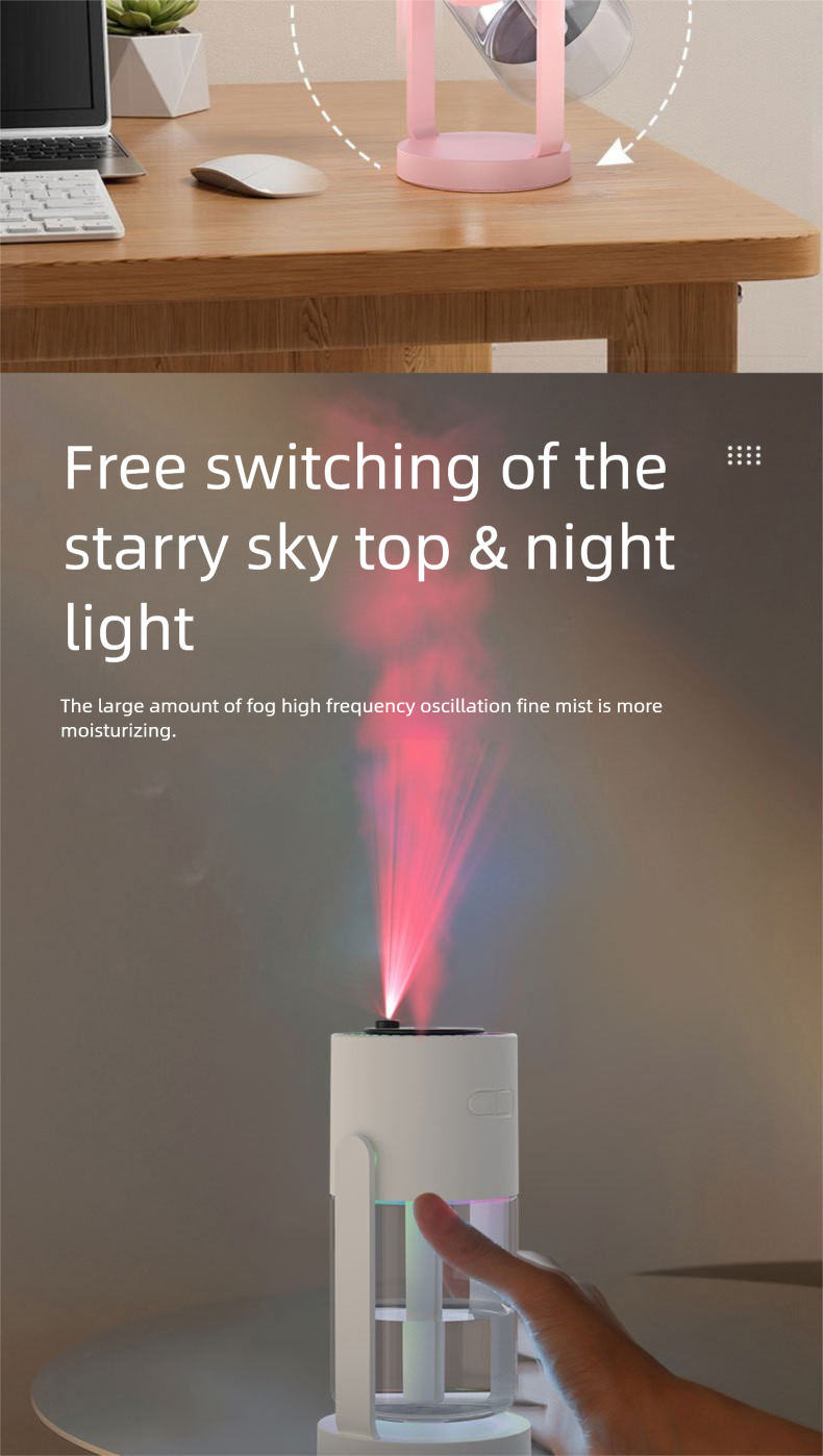 Star Projection-luchtbevochtiger, USB ultrasone koele mist met sterrennachtlampje, voor slaapkamer, auto, bureau, luchtbevochtiger en decoratie_voghion.com
