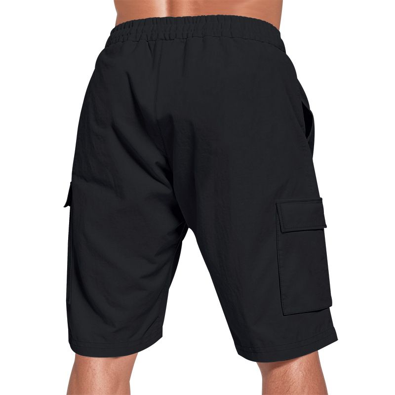 Pantaloncini da jogging casual da uomo, larghi, traspiranti, adatti alla spiaggia, con tasche multiple, adatti a tutti i giorni._voghion.com