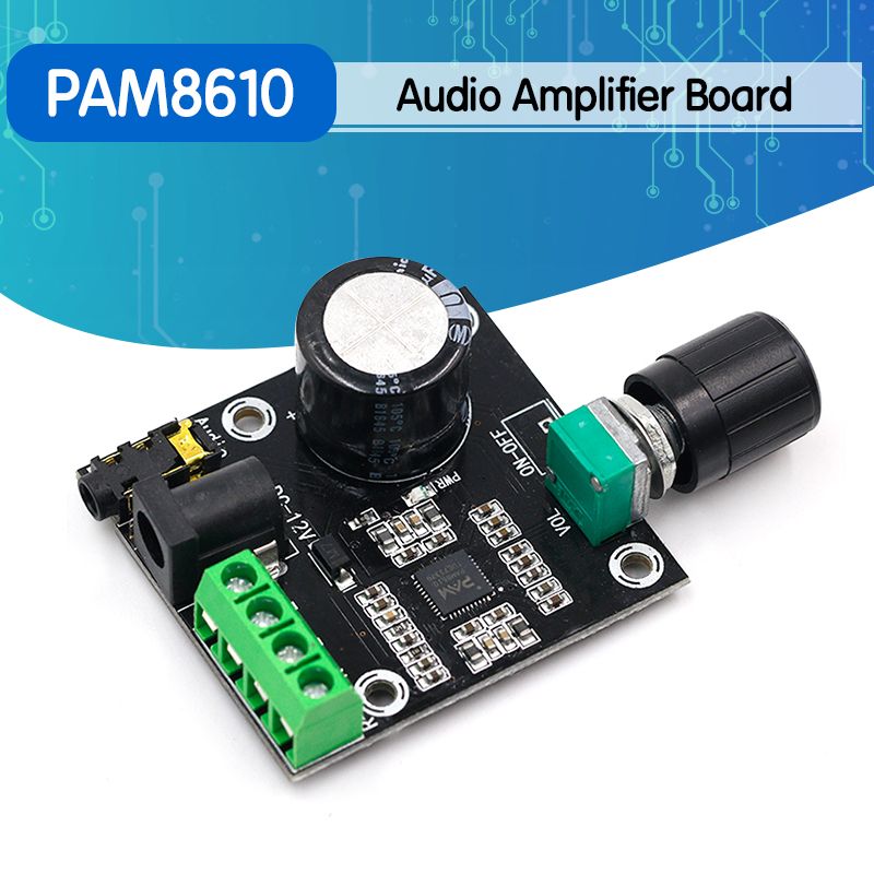 Super Slim 2 x 15W PAM8610 Class D Digital Dual Power Audio Amplifier Board 12V black_voghion.com