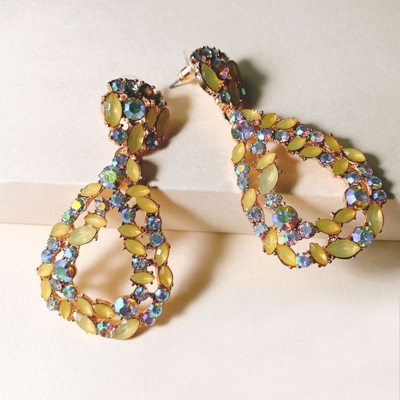 Orecchini a goccia geometrici esagerati con diamanti, orecchini retrò con personalità, gioielli_voghion.com