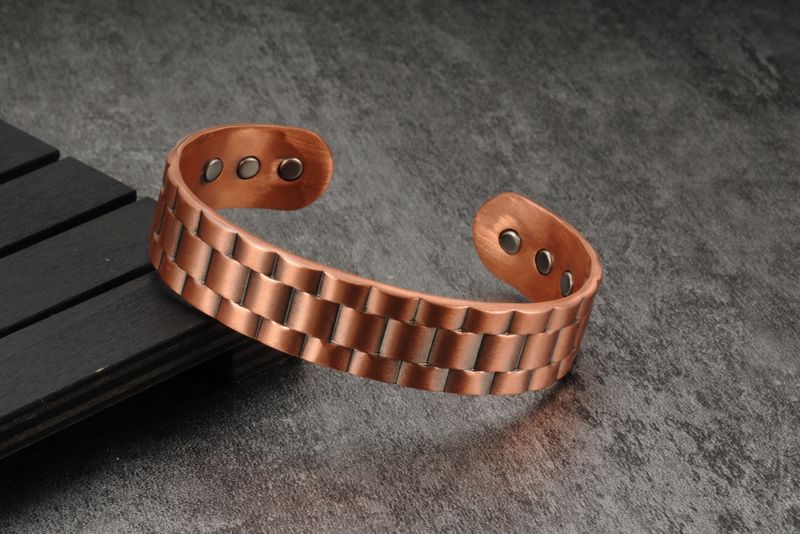 Meathly Pure Copper Magnetic Bracelets for Men Women Adjustable 15.5mm Wide Cuff Bangles Vintage Health Energy Magnet Jewelry_voghion.com
