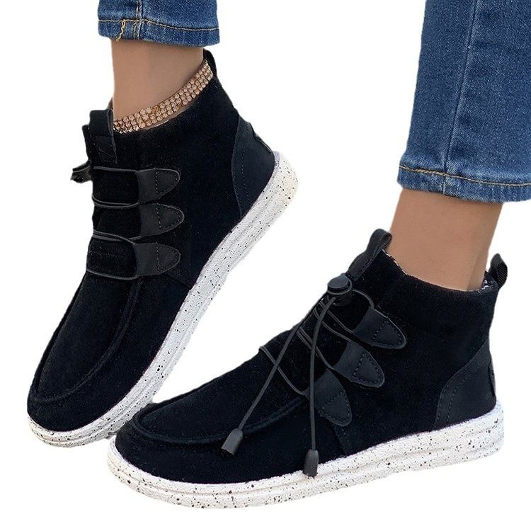 Zapatos casuales de talla grande para otoño e invierno 2025, botas cortas con banda elástica y tacón de plataforma para mujer_voghion.com