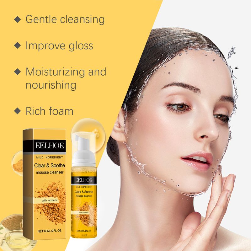 EELHOE Turmeric Cleanser Mousse Cleansing Foam Gently Cleanses Skin With Pore Care Mousse Cleanser_voghion.com